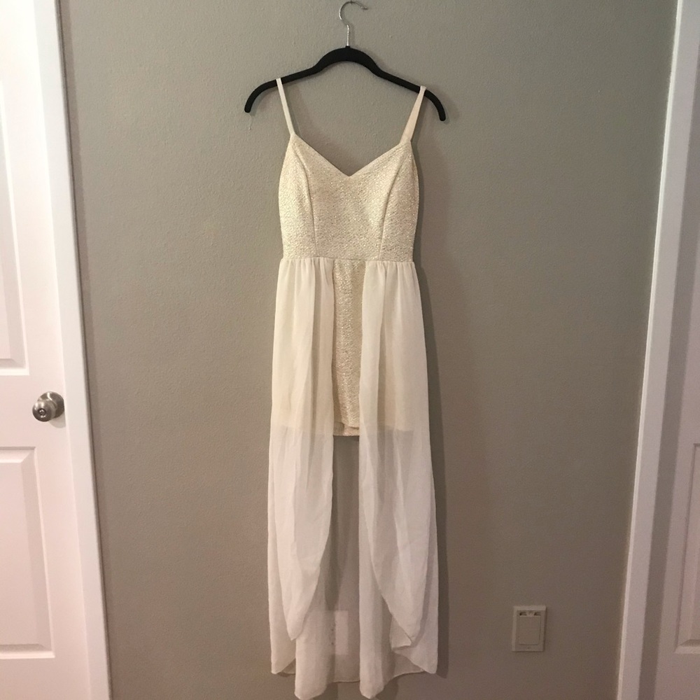 Off-white Gold Sparkle Cocktail Dress